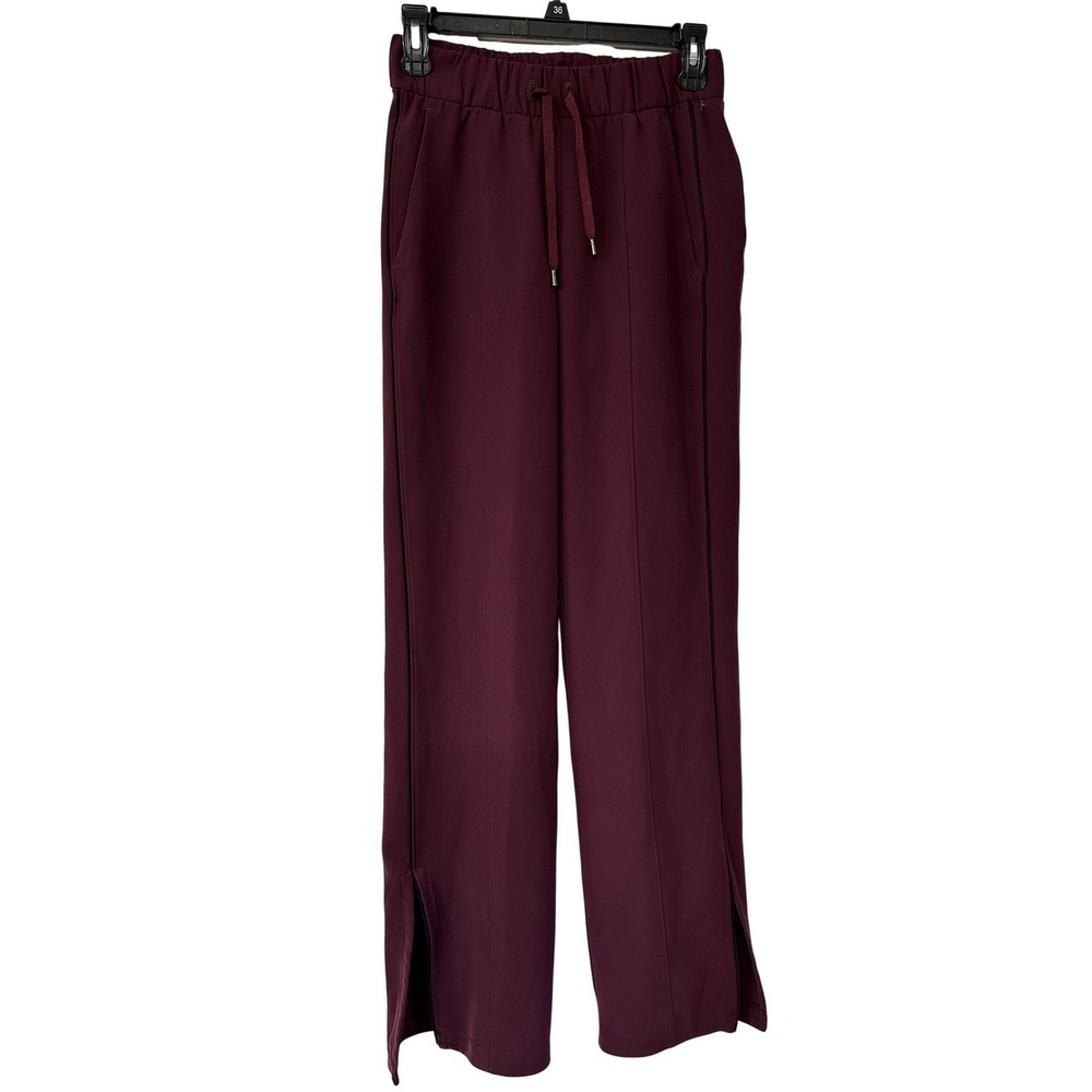 Lululemon Burgundy‎ Wide Leg Drawstring Pants with Side Stripe and Ankle Slits